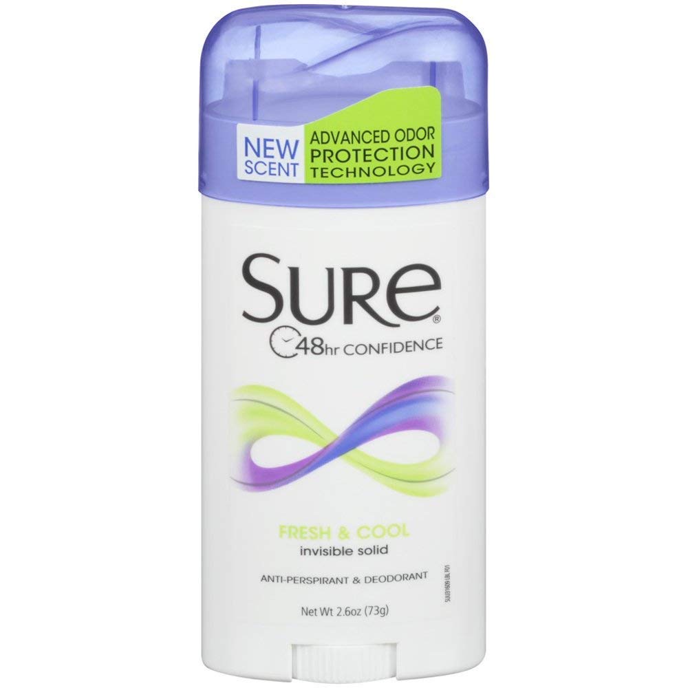 Sure Invisible Solid Fresh & Cool stick, 5-pack, all-day freshness with no white residue.