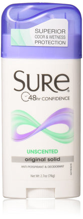Sure original solid unscented anti-perspirant pack-3 delivers all-day protection and value.