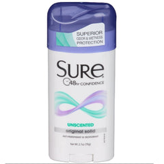 Sure Wide Anti-Perspirant Original Unscented Solid 4-pack with all-day protection against wetness