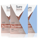 Sure Women 3-pack front view shows compact, travel-friendly deodorant cream.