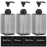 SUREAM 3-pack empty pump bottles in grey for organized bathroom storage