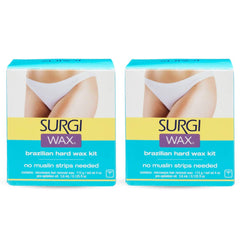 Surgi Brazilian microwave hard wax kit two-pack ready for at-home salon-quality hair removal.