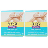 Surgiwax microwave wax two-pack ready for fast, budget-friendly at-home hair removal.