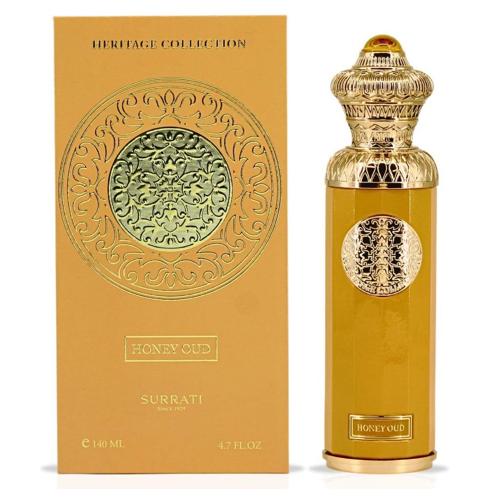 Surrati Honey Oud EDP bottle displayed, luxurious 140ml presence for special occasions