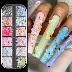 SUTOKAKA 3D flower nail charms pack adds dimensional petals for vibrant nail art.