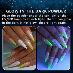 SUTOKAKA glow powder green enhances gel nails with a subtle afterglow.