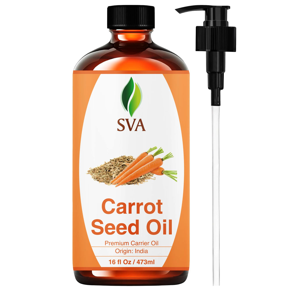 SVA Carrot Seed Oil bottle front for face and hair care.