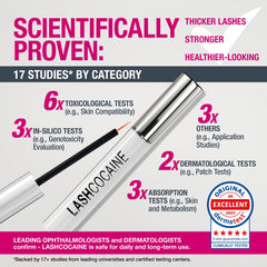 LASHCOCA!NE packaging highlighting vegan and German-made quality.