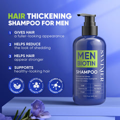 Svvimer Hair Growth Shampoo label detail highlights biotin and caffeine benefits.