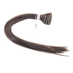 SWACC dark brown clip-in extension close-up showing natural color blend