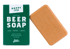 Swag Brewery Hoppy IPA beer soap packaging highlights gift-ready appeal for beer lovers.