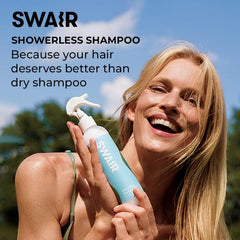 Fine mist applied to hair from 8-10 inches with Swair Showerless Shampoo