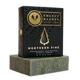Swanky Badger Northern Pine bottle close-up, nourishes skin with rich oils