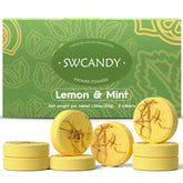 SWCANDY lemon mint shower steamers in a gift-ready package.