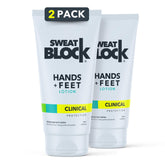 SweatBlock hand-lotion application for dry palms and confident handshakes.