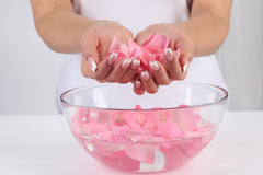 Sweet Essentials rose water steam-distilled from fresh petals for purity.