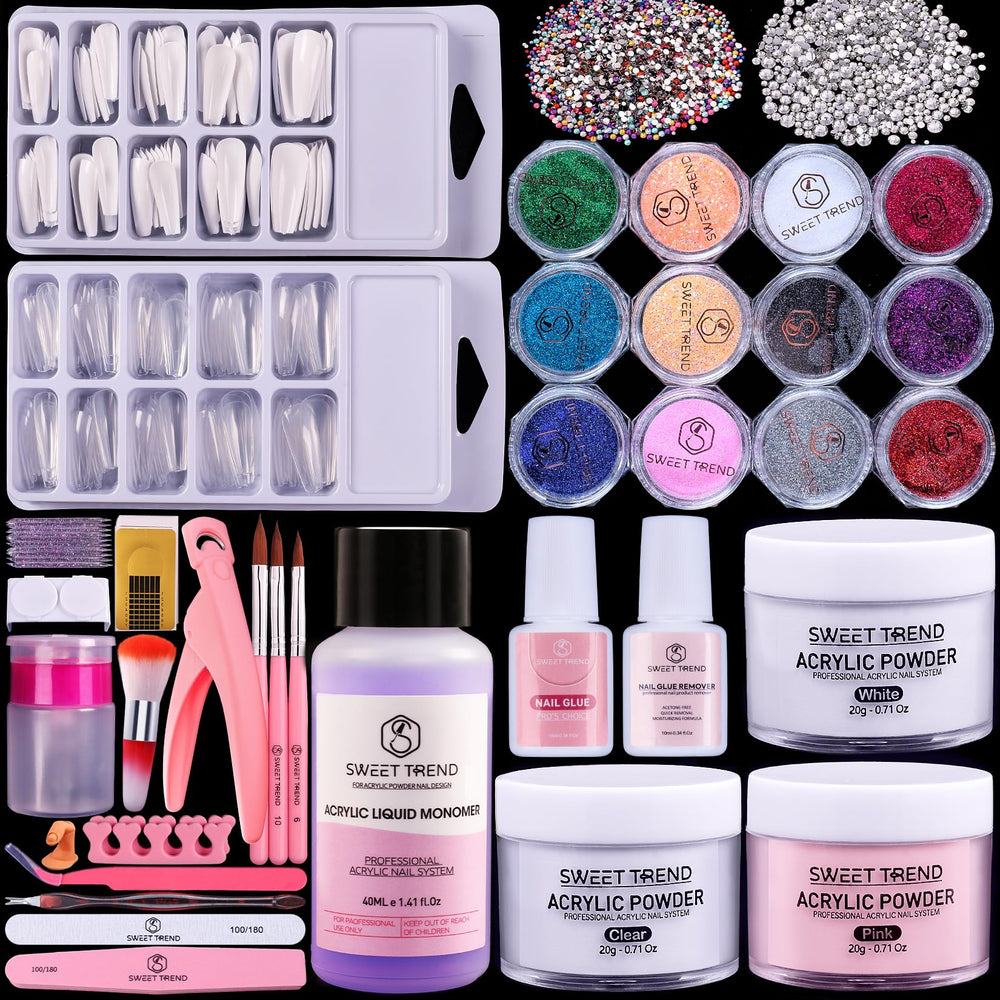 SWEET TREND Beginners Nail Kit acrylic powder set for easy at home manicures