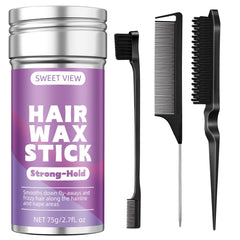 SWEET VIEW hair wax stick applied to tame flyaways at the hairline