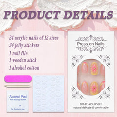 SWEKKE 24-piece nail set with glue and tools for easy DIY nails.