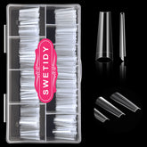SWETIDY 500pcs No C Curve XL coffin nail tips in a box for organized salon prep