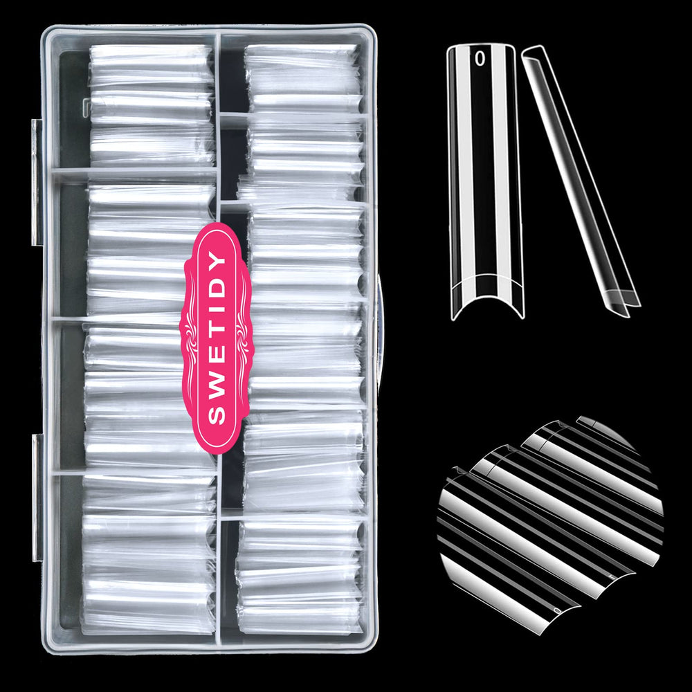 SWETIDY No C Curve square flat nail tips with XXL length for salon use