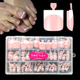 SWETIDY toe nail tips press on in French baby pink for home wear