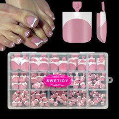 SWETIDY toe nail press-ons berry pink pack for fast at-home pedicures