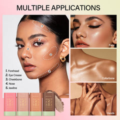 SWETIYOU bronzer stick swatch on cheekbone for natural, sun-kissed glow.