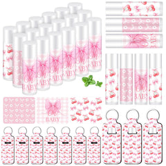 Swiffen pink bow lip balm provides portable lip hydration for guests