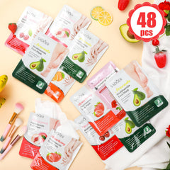 Swiffen fruits hand mask collection with varied fruit extracts for nourishing care.