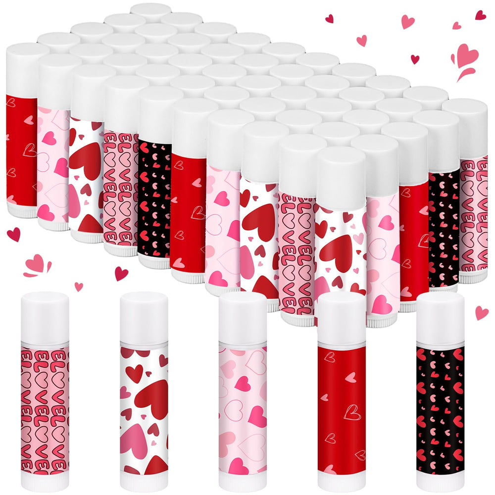 Swiffen Valentine lip balms with red heart packaging, ideal for gifting
