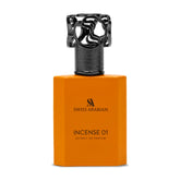 Swiss Arabian Incense 01 EDP bottle front view for a premium fragrance impression at special occasions.