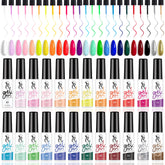 SXC 24-color gel liner set bottle with built-in brush for precise lines.