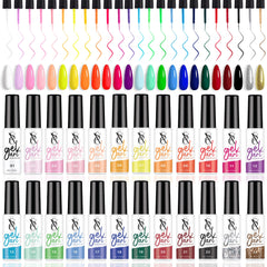 SXC 24-color gel liner set bottle with built-in brush for precise lines.