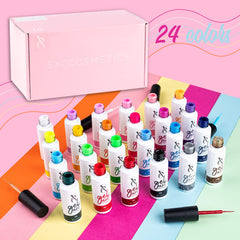 Vibrant color swatches from SXC gel liner show range.