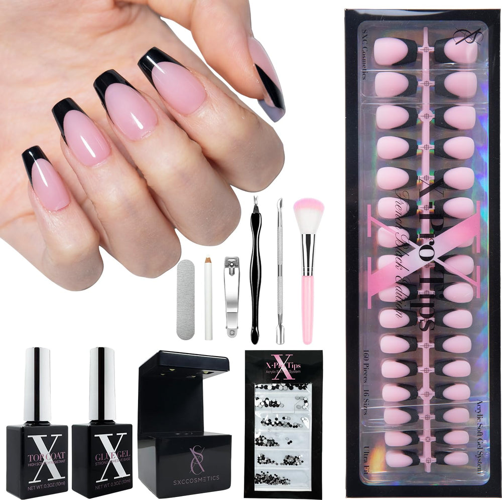 SXC Black Series box with nails, a complete starter kit for at‑home manicures