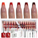 SXC French Tip Press On Nails Red Edition packaging ready for gifting