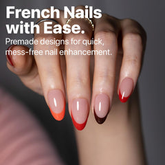 SXC Short Almond Nails Red Edition closeup highlights lightweight comfort for all-day wear.