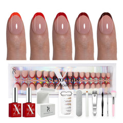 SXC X-Pro Tips French Tip Red Edition almond nails for at-home salon-ready look