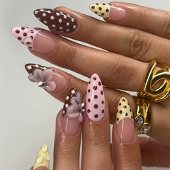 SYPAFG polka-dot press-on nails in medium almond shape for a salon-ready look