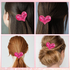 Syhood rose red heart barrettes arranged for versatile party styling.