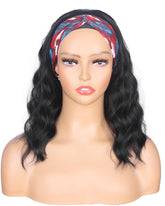 SYMEIW Black Wavy Headband Wig front view shows easy daily styling.