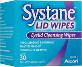 Systane Lid Wipes packaging, 30-count, convenient on-the-go eye refresh.