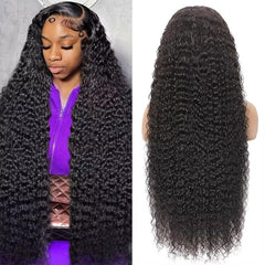 Tagota deep wave lace front wig front view for natural daily wear.