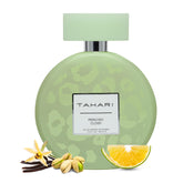 TAHARI Eau de Parfum bottle front shows pistachio-inspired sweetness for daily wear