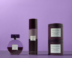 TAHARI Midnight Orchid perfume application spray on pulse points for lasting scent.