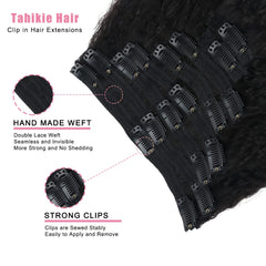 Tahikie Brazilian hair clip-ins 16 inch close-up showing soft texture and shine