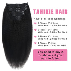 Tahikie kinky straight clip-in weft close-up showing seamless blend