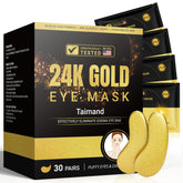 Taimand 24K gold under-eye patches for soothing puffiness reduction.