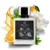 TAJ MAX Secret Whisper bottle-front view showing long-lasting oriental scent.